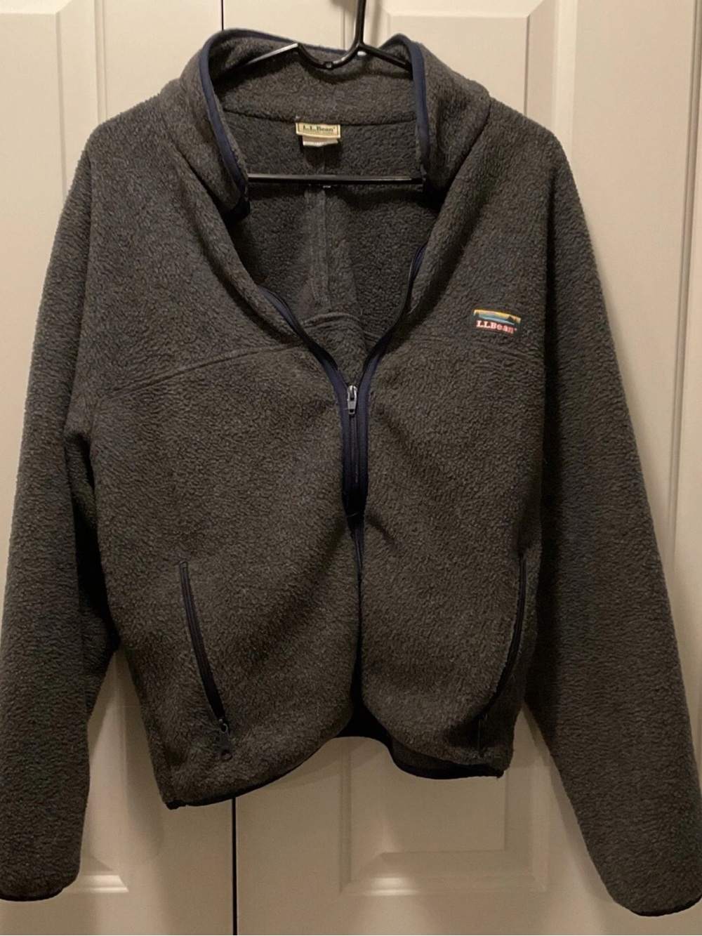 Vintage LL Bean USA Full Zip Fleece Jacket Gray Size L Great Condition